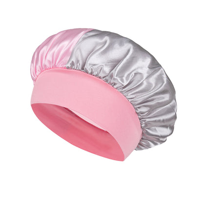 Stretch Pile Dual-color Patchwork Hair Care Wash Cap